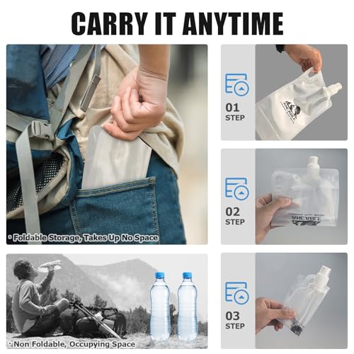 Ancable 33oz (1L) Collapsible Water Bottles, 3-Pack Reusable Travel Foldable Water Bottles for Hiking Camping Running Bike, BPA-Free Water Bottle - color: Clear x 3, size: 33 Ounces
