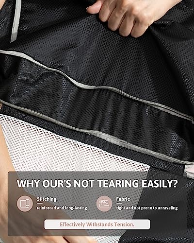 Meowoo 7 Set Compression Packing Cubes for Travel, Durable Ripstop Mesh Suitcase Organizer with Shoe Bag, Ultralight & Expandable Space Saver Travel Cubes - color: Black