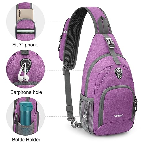 G4Free RFID Sling Bag Crossbody Backpack Small Chest Shoulder Bag Hiking Outdoor - color: Light Purple