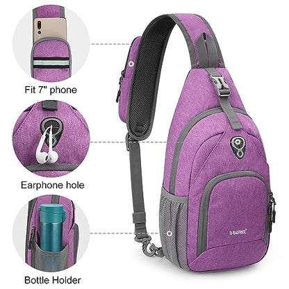 G4Free RFID Sling Bag Crossbody Backpack Small Chest Shoulder Bag Hiking Outdoor - color: Light Purple