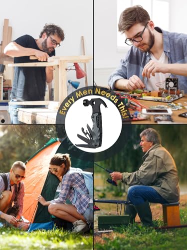 Fathers Day Dad Gifts from Daughter Son Wife, 13 in 1 Hammer Multitool, Cool Camping Accessories Survival Tools, Unique Birthday Present Ideas Gifts for Men, Husband, Grandpa, Step Dad, Him - style: MEN GIFTS