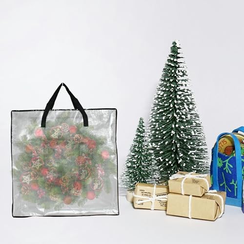 9 Pack Clear Storage Bags with Zipper and Handles, Blanket Bags For Closet Storage, Moving and Packing Supplies for College, Underbed Storage Organizer for Clothes Pillow Bedding Christmas Wreath - style: 9 Middle zipper
