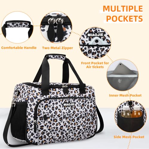Travel Duffle Bag for Women, Underseat Carry On luggage Bag Foldable Overnight Weekender Hospital Bag Lightweight Airplanes Personal Item Travel Tote Bag for Women Birthday Gifts, 16IN Leopard Print - color: Leopard Print, size: 16IN