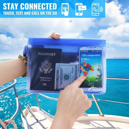AiRunTech Clear Fanny Pack Waterproof,Beach Cruise Ship Essential Accessories Must Haves,Waterproof Pouch for Phone Passport Wallet Purse with Waist Strap - color: Clear + Blue