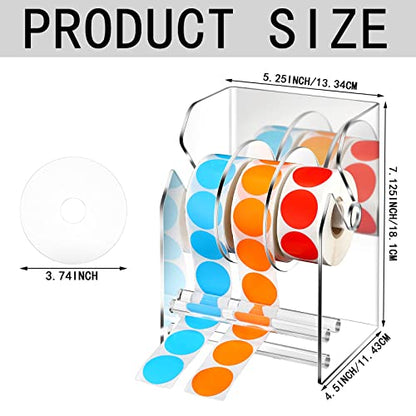 Geosar 1 Pc Adjustable Label Dispenser 3 Disks Sticker Roll Holder Sticker Dispenser Clear Label Roll Holder Acrylic Tape Organizer Stand for Office Home Desktop