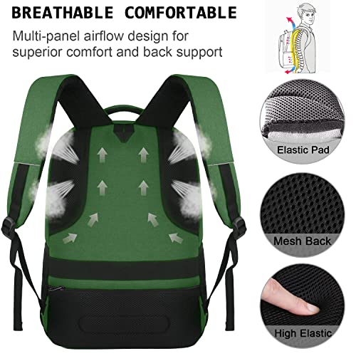 Volher Laptop Backpack,Business Travel Anti Theft Slim Durable Laptops Backpack,Water Resistant College Computer Bag for Women & Men Fits 15.6 Inch Laptop and Notebook-Green - color: Green, size: 15.6 Inch, style: Laptop