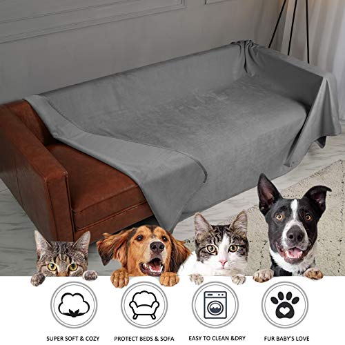 Ameritex Pet Bed Blanket Reversible 100% Waterproof Velvet Super Soft for Sofa and Bed (52x82 Inches, Light Grey+Grey) - color: Light Grey+grey, size: 52x82 Inches