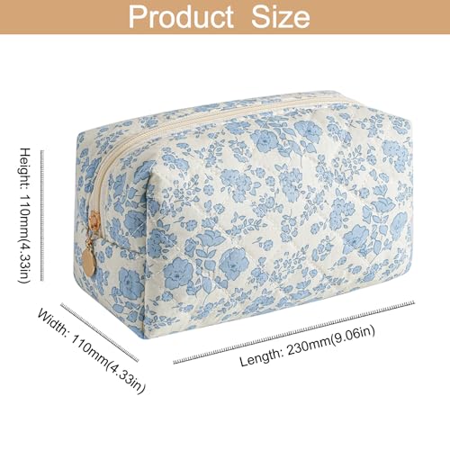 Makeup Travel Cosmetic Bag, Two Pack: Pink+Blue Floral, Zipper Closure, Durable Polyester, Perfect for Toiletry, Makeup, Travel - color: Two Pack: (Pink+Blue Floral)