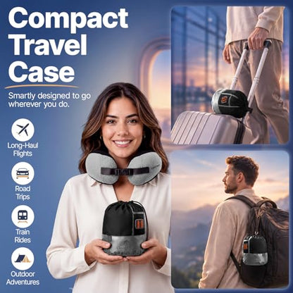 ComfyNap® Versatile Travel Neck Pillow for Airplane [Patented], 9 Positions in 3 Techniques, Plane Pillow with Pure Memory Foam, Travel Pillow with HeadRest Flight Sleep, Travel Essential - Moon - color: Moon