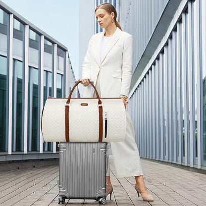 Convertible Garment Duffle Bags for Travel - Carry On Garment Bags With Toiletry Bag, Large Weekender Bags for Women Men 2 in 1 Hanging Suitcase Suit Travel Duffel Bags (White) - color: 3-White