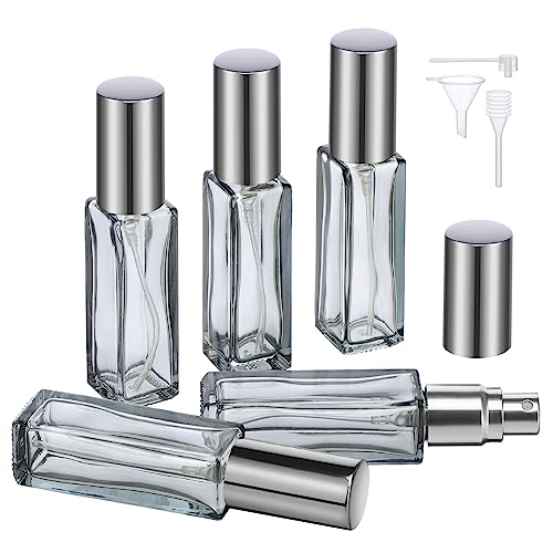 Segbeauty Travel Perfume Bottle Refillable, Empty Mini Portable Perfume Atomizer with Funnel, 5 Set of 10ML Glass Spray Bottle Fine Mist Leak-proof Sprayer Travel Sample Bottles for Cologne Fragrance - color: Gray, style: Mini Bottles