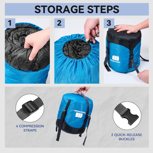 Compression Stuff Sack, Sleeping Bag Stuff Sack - Blue 16L/20L/29L Water Resistant Ultralight Lightweight Nylon Space Saving Storage Sack for Camping Hiking Travel Outdoor Backpacking - color: M-Blue