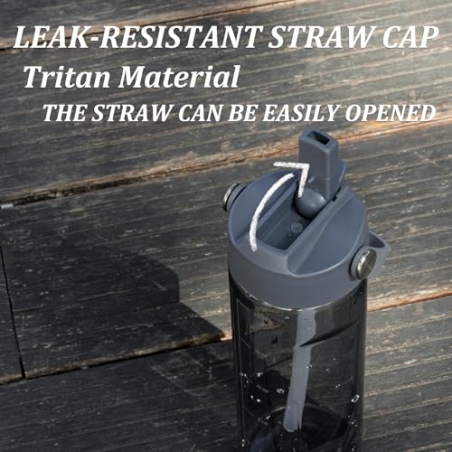 GOPPUS 20oz Clear Water Bottle with Flip Straw, Lightweight, Leakproof, Easy Carry and BPA-Free, Tritan Water Bottlefor Sport, Travel, Outside (Grey) - color: Grey, size: 20 Ounces