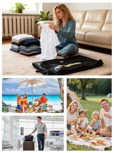 AIDONS Vacuum Seal Bags for Clothing Travel - Reusable Vacuum Compression Bags for Storage Clothes & Blankets, Fits Carry-On, Backpack, Suitcase & Home(Black 1PC+No Pump) - color: Black