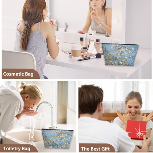 Blossoming Almond Tree Cosmetic Bag Flower Makeup Bags,Travel Make up Bags for Women Girls Cute Zipper Pouch Toiletry Organizer Bag Travel Essentials - color: Blossoming Almond Tree