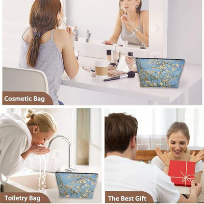 Blossoming Almond Tree Cosmetic Bag Flower Makeup Bags,Travel Make up Bags for Women Girls Cute Zipper Pouch Toiletry Organizer Bag Travel Essentials - color: Blossoming Almond Tree