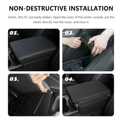 Stacool Upgraded Car Center Console Cover,Microfiber Leather Car Armrest Cover Cushion with 2 Storage Bags,Universal Car Armrest Storage Box (Turquoise) - color: Turquoise