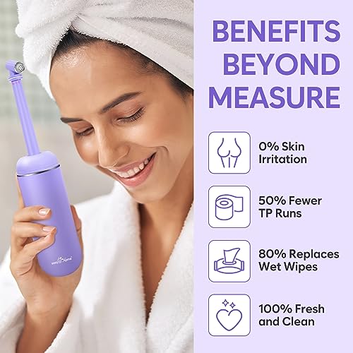Easy@Home Portable Peri Bottle for Postpartum & Perineal Care: Handheld Bidet Perfect for Personal Hygiene Cleaning & Travel Friendly | 380ml Leakproof & Convenient Design | BPA-Free | EPB-01 Purple - color: Purple