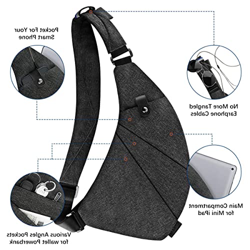 MRang Sling Crossbody Bags Trendy Travel Anti Theft Safe Purse Bags for Women Men Waterproof - color: Strap on Left Shoulder-black