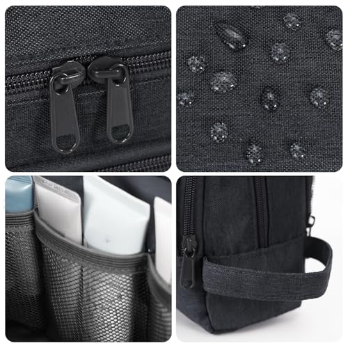 Toiletry Bag for Men Hanging Dopp Kit Water Resistant Shaving Bag Small Toiletry Bag for Traveling (Denim Pure Black) - color: Denim Pure lack