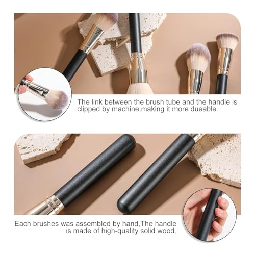 BS-MALL Soft Professional Makeup Brush Set - 4 Pcs Travel-friendly Brushes Including Foundation Brush for Liquid Makeup, Powder Brush & Blush Brush,Daily use (Black Silver) - color: Black Silver
