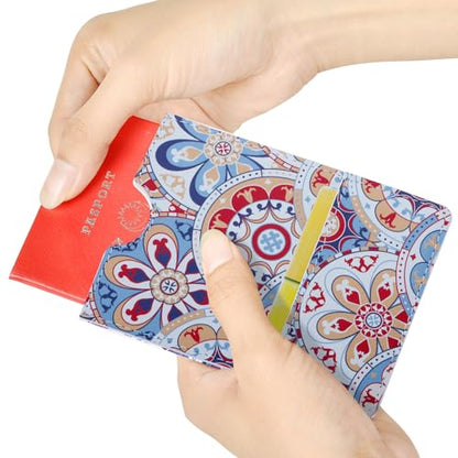 XEYOU Passport Holder Cover - Ultra Slim Premium Vegan Leather Travel Wallet Case Cover - color: Orange Bohemia