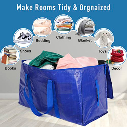 Moving Bags Heavy Duty Extra Large Cube Storage Tote for Space Saving, Traveling Organizer, with Zippers & Strong Carrying Handles (Set of 10) - color: 10-package-Blue