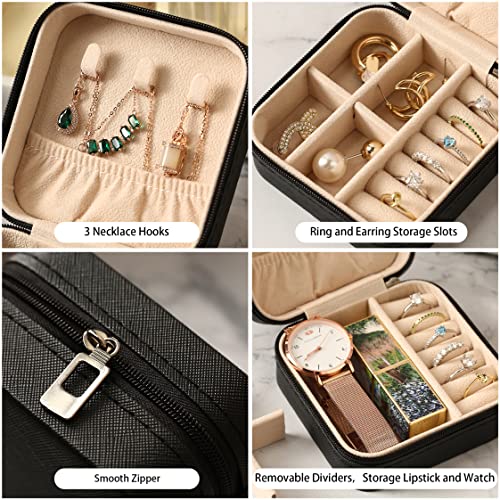 ZPROW Travel Jewelry Case, Mini Portable Jewelry Travel Boxes, Small Jewelry Organizer for Rings, Earrings, Pendants, Watches, Necklaces, Lipsticks Organizer Storage Holder Case (Black-6packs) - color: A6 - Black 6 Packs