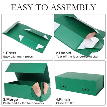 LFBOX Green Gift Box with Magnetic Lids 13.8x8.3x4.4 in, Bridesmaid Groomsman Proposal Box, Large Rectangle Storage Box 1 Pack - color: Green, size: 1 count (Pack of 1)