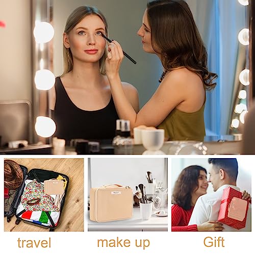 Queboom Travel Makeup Bag Cosmetic Bag Makeup Bag Toiletry bag for women and men (Beige) - color: Beige