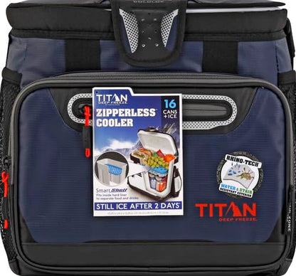 Titan by Arctic Zone Deep Freeze Cooler - Zipperless Hardbody Cooler - Deep Freeze Insulation, HardBody Liner, and SmartShelf - color: Navy Blue, size: 16 Can
