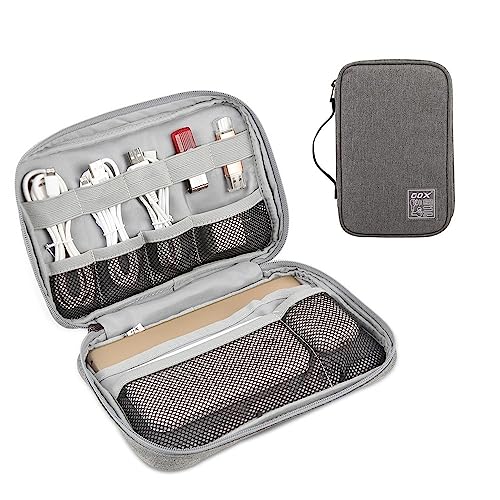 GOX Cable Organizer Pouch – Case for Chargers and Cords, Cord Organizer Travel Black, Small Cable Organizer Bag for Earbuds & Tech Accessories(Grey-Large) - color: GREY-Large