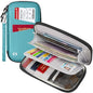 BKNOOU Family Passport Holder RFID Blocking Travel Document Organizer | Large Capacity (5 passports+13 cards), RFID Blocking, Air Travel Essentials, Detachable Wrist Strap and Shoulder Strap - color: 06 Blue
