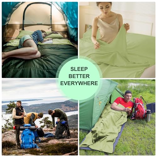 Sleeping Bag Liner,Travel Sheet & Adult Sleep Sack, Camping Sheets Travel Sleep Sack for Backpacking,Hotels & Hostels -Lightweight Single &Double Travel Sheet Camping Sheets - color: Single Green