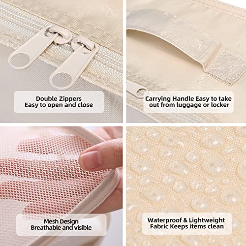 JJ POWER Travel Packing Cubes, Luggage Organizers with Shoe Bag - color: Cream
