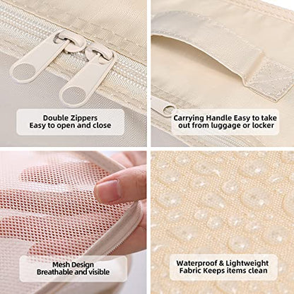 JJ POWER Travel Packing Cubes, Luggage Organizers with Shoe Bag - color: Cream