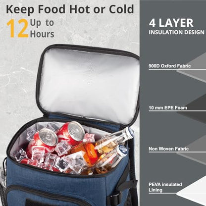 25L Backpack Cooler Keep All Drink Cold for Long Periods of Time Cooler Backpack Insulated Waterproof Portable High Durability Small Cooler Backpack with Compartment for Hiking Camping Beach - color: Blue