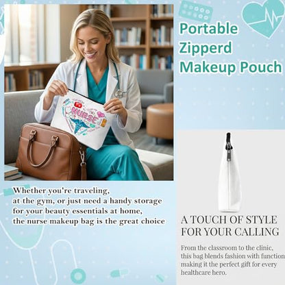 Nurse Graduation Gifts for Women, Nurse Medical Makeup Bag Appreciation Birthday Gifts for Nurses, Nursing Essentials Travel Cosmetic Pouch Bags with Zipper - B03 - style: Caduceus