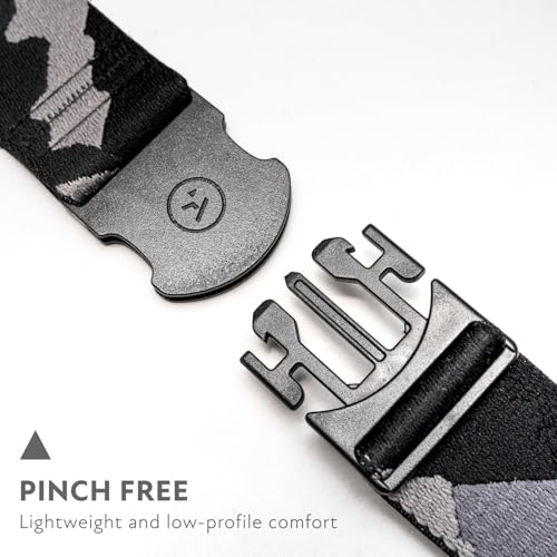 Arcade The Original Unisex Adventure Belt, Heavy Duty Elastic Webbing, Non-Metal Travel Friendly Buckle - color: Ranger Peaks Camo - Grey
