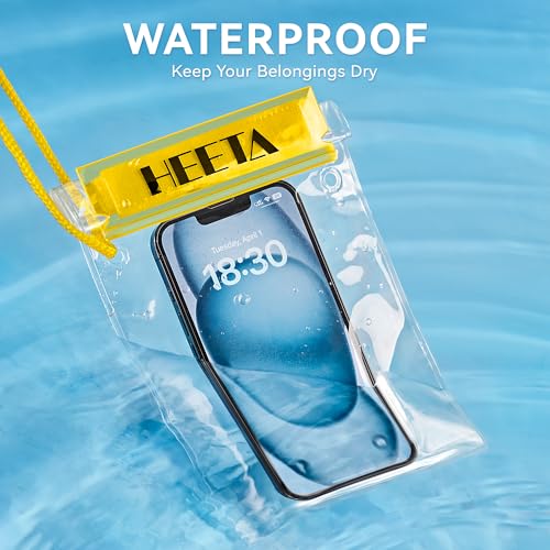 HEETA 5-Pack Clear Waterproof Dry Bag Pouch, Water Tight Cases Dry Bags Document Holder for Camera Mobile Phone Maps, Kayaking Boating - color: Yellow