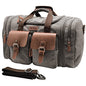 Wildroad 50L Travel Duffel Bag, Expandable Canvas Genuine Leather Duffle Bag Upgraded Overnight Weekender Carry on Bag - color: Grey, size: Large-50L Duffle Bag