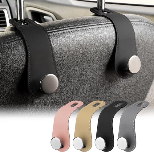 JESTOP Leather Car Seat Storage Hanger, 2 Pack, Stylish Seat Organizer Hooks for Purses, Bags, Coats, Umbrellas, Black - color: Black, size: 2 PCS