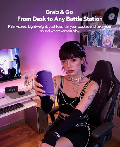 Portable Bluetooth Speaker Beach Essentials: Powerful Crystal Clear Sound/Dynamic Light/IPX5 Waterproof/All Day Playtime/Wireless BT 5.3/TWS Paring, Dad Gifts, Outdoor|Travel|Camping|Pool Accessories - color: Purple