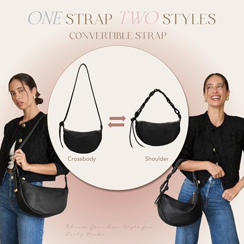 Mali&Lili Hobo Shoulder Bag for Women, Aria Convertible Crossbody Bags for Women, Vegan Leather purses, Shoulder Handbags - color: Black