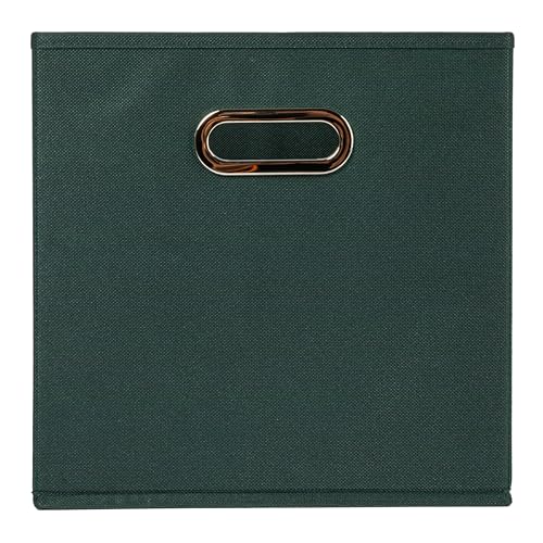Household Essentials Foldable Fabric Storage Cubes 36-Pack – 11x11x11 Stackable Non-Woven Bins with Chipboard Sides & Grommet Handles – Closet, Shelf, Nursery, or Office Organizer – Dark Green - color: Dark Green, size: 11” L x 11” W x 11” H (Pack of 6)