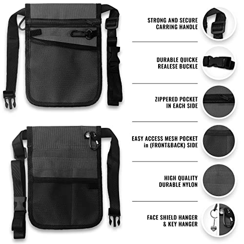 ASA TECHMED Nurse Utility Belt – Complete Medical Belt Utility Kit, Pro Pack Pocket Organizer Pouch Hip Bag for EMT, CNA, NP, PA, Student, Gray - color: Gray