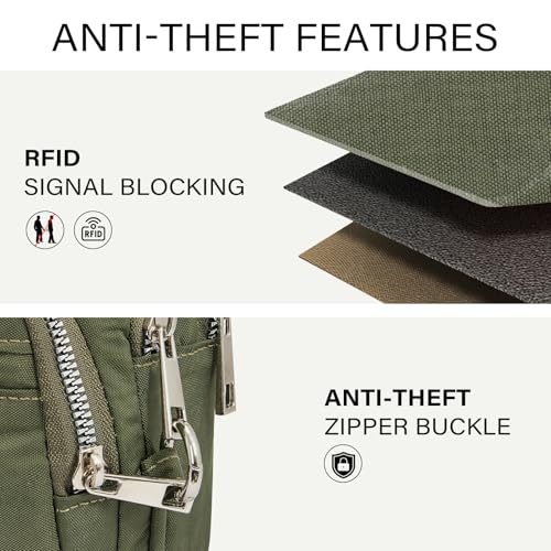 CLUCI Anti Theft Crossbody Bags for Women Travel Small Crossbody Bag Purses for Women RFID Nylon Belt Bag - color: Army Green