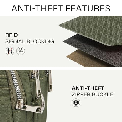 CLUCI Anti Theft Crossbody Bags for Women Travel Small Crossbody Bag Purses for Women RFID Nylon Belt Bag - color: Army Green