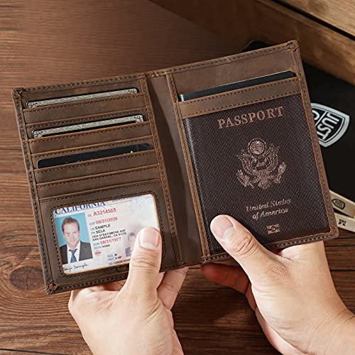 Polare Luxury RFID Blocking Leather Passport Holder Travel Wallet For Men and Women (Dark Brown Compass) - color: V Dark Brown Compass