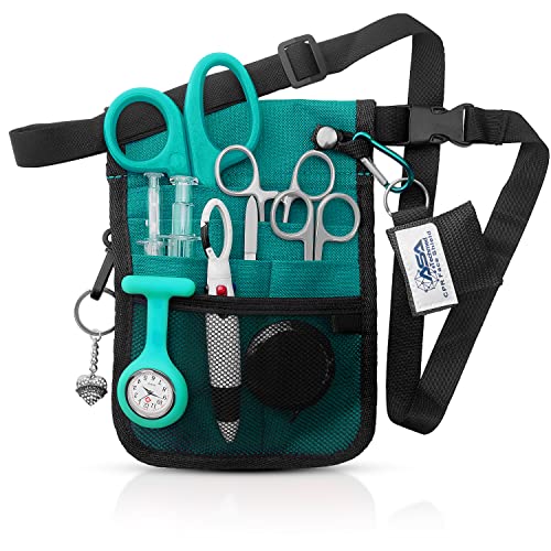 ASA TECHMED Nurse Utility Belt – Complete Medical Belt Utility Kit, Pro Pack Pocket Organizer Pouch Hip Bag for EMT, CNA, NP, PA, Student, Teal - color: Teal